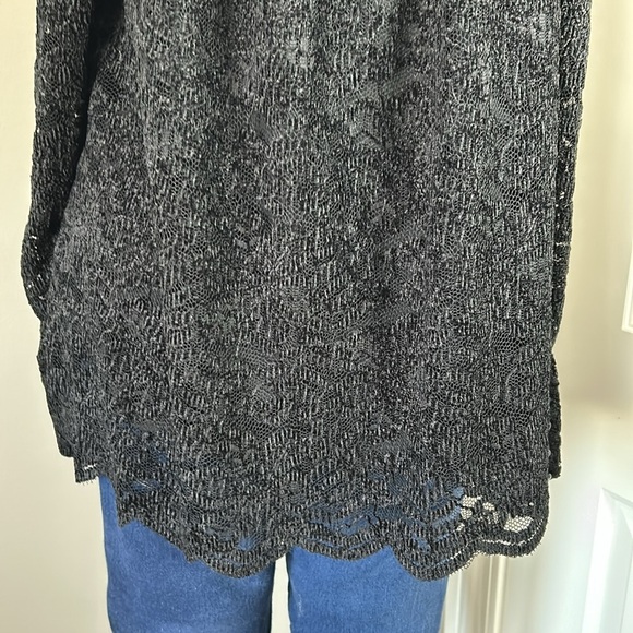 Anthropologie Eri Ali Ramona Lace Off the Shoulder Top Black Long Sleeve M NEW - Picture 9 of 14